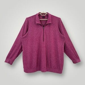 Torrid Sweater Womens 4X Purple Half Zip Ribbed Chenille Long Sleeve Pullover